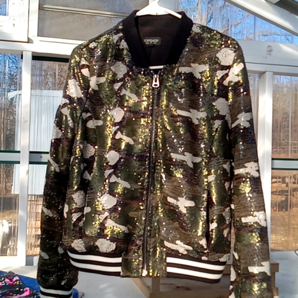 Sequin Camo Bomber Jacket